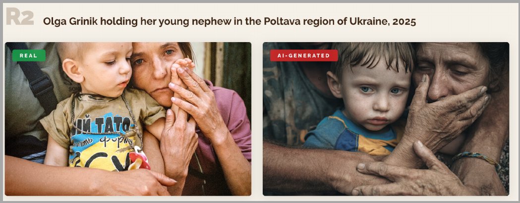 Round 2: Olga Grinik and her nephew in Poltava, real beside AI