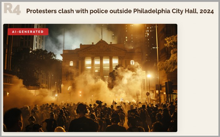 Round 4: AI image of protesters at Philadelphia City Hall