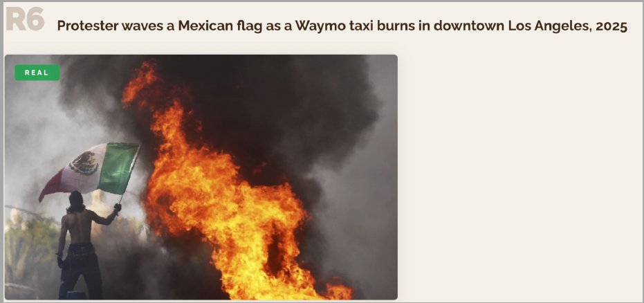 Round 6: real photo of a Waymo burning in Los Angeles